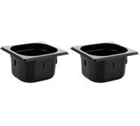 APS 82077 - Contenitore GN 1/6 in policarbonato, dimensioni 160 x 160 mm, altezza 100 mm, volume 1,5 litri, colore: Nero (Confezione da 2)