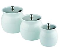 APS 83309 Dressing vaso, Ø 18,5 cm, H: 17 cm, porcellana, bianco, 2,3 litri, coperchio in acciaio inox con foro cucchiaio, Resistente al calore fino a 220 ° C