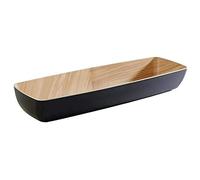 APS 84565 "Frida, ciotola in melamina praticamente infrangibile, ciotola in plastica robusta, 53 x 16,2 x 7,5 cm, ciotola per frutta, interno effetto legno, esterno nero, lavabile in lavastoviglie