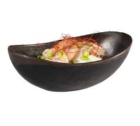 APS 84731 - Ciotola in melamina, 16,5 x 10 cm, altezza 5,5 cm, colore: Nero con bordo marrone