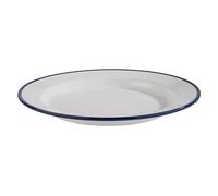 APS 84951 Piatto con aspetto smaltato, Ø 24,5 cm, altezza 2,5 cm, melamina, bianco con bordo blu