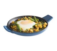 APS padella di servizio "Cast Iron" - Mini padella in ghisa smaltata, Ø 13 cm, altezza: 2 cm, impilabile, adatto per il forno, ciotola, blu