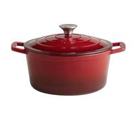APS 88302 Pentola di cottura con coperchio "5 STARS", casseruola in ghisa, adatta all'induzione, resistente al forno, con supporto per coperchio, Ø 25 cm, 4 litri, rosso