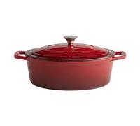 APS 88308 - Rostiera con coperchio "5 STARS", in ghisa, adatta a induzione, utilizzabile in forno, con supporto per coperchio, 33 x 25 cm, 5 litri, colore: Rosso