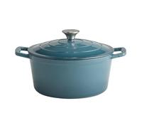 APS 88313 - Pentola con coperchio "5 STARS", in ghisa, adatta per cottura a induzione, utilizzabile in forno, con supporto per coperchio, Ø 25 cm, 4 litri, turchese