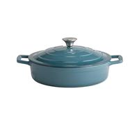 APS 88314 - Rostiera con coperchio "5 STARS", in ghisa, adatta a induzione, utilizzabile in forno, con supporto per coperchio, Ø 28 cm, 3 litri, turchese