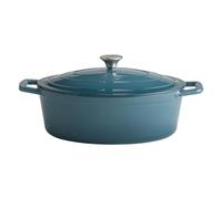 APS 88316 Teglia con coperchio "5 STARS", in ghisa, adatta all'induzione, resistente al forno, con supporto per il coperchio, 33 x 25 cm, 5 litri, turchese