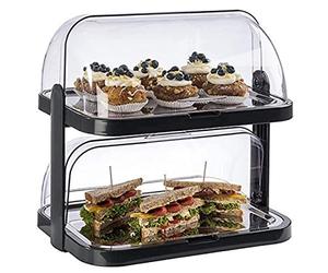 APS 9204 Doppeldecker Display a buffet Display a buffet, 2 Bonnet roll-top trasparenti, 2 vassoio in acciaio inox, 4 accumulatori di raffreddamento, stoccaggio salvaspazio