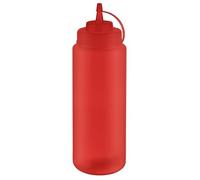 APS 93261 - Bottiglia da spremere, Ø 8 cm, altezza 26,5 cm, 1025 ml, in polietilene, rosso, con tappo a vite e tappo di chiusura