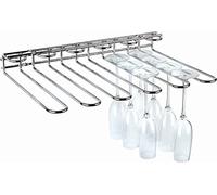 APS glass rail, 45 x 32 x 6 cm, portabicchieri di alta qualità in metallo cromato, portabicchieri da vino per 20 bicchieri, portabicchieri da appendere per home bar, cucina, bar, pub, ristorante