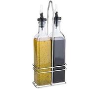 APS, ampolla per aceto e olio, contenitore in vetro con coperchio e beccuccio PE antigoccia, set per aceto e olio, ampolla in vetro, altezza 34 cm per 0,50 litri ciascuno