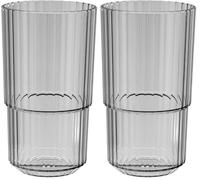 APS Bicchiere in plastica Tritan di alta qualità con 0,5 litri, senza BPA, impilabile, infrangibile, riutilizzabile, lavabile in lavastoviglie, 500 ml, grigio french (Confezione da 2)