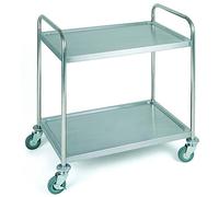 APS/Carrello per servire Circa 91 x 59 cm, Altezza 93 cm in Acciaio Inox Satinato, 2 Borde Bord Dimensioni: ca. 83 x 51 cm Misura tra Borden: 56 cm