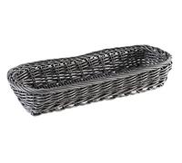 APS - Cestino portaposate Economic, in plastica, 27 x 10 cm, Altezza 4,5 cm, Effetto Vimini, per Pane, Colore: Antracite