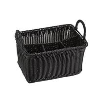 APS "ECONOMIC cestino portaposate con 4 scomparti, portaposate infrangibile, portaposate, contenitore per posate, nero, 18 x 26 cm, altezza 15 cm