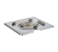 APS 81692 GN 1/6 coperchio con incavo per cucchiaio, acciaio inossidabile, dimensioni 160 x 175 mm/altezza 30 mm
