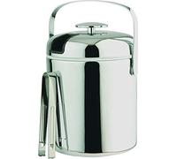 APS Eiseimer 36015, Set Secchiello Ghiaccio con Pinza, Acciaio Inox, 16x14x22 cm, Argento