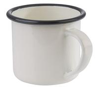 APS EMAILLE - Set di 2 tazze da 0,35 litri, in lamiera di acciaio smaltata, colore: bianco crema con bordo grigio