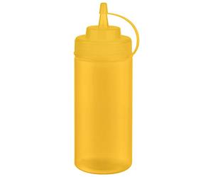 APS Flacone da schiacciare, set da 6 pezzi, Ø 7 cm, altezza 20 cm, 490 ml, in polietilene, giallo con tappo a vite con tappo di chiusura, apertura di riempimento: Ø 5,5 cm