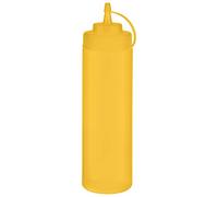 APS Flacone da schiacciare, set da 6 pezzi, Ø 7 cm, altezza 26,5 cm, 760 ml, in polietilene, giallo con tappo a vite con tappo di chiusura, apertura di riempimento: Ø 5,5 cm