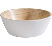 APS Frida - Ciotola in melamina quasi indistruttibile, in plastica, diametro 15 cm x altezza 5,5 cm, impilabile, interno in legno, esterno bianco, lavabile in lavastoviglie
