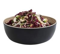 APS "Frida, quasi infrangibile, ciotola rotonda in melamina, Ø 21,5 cm x H: 7,5 cm, insalatiera, ciotola per cereali, interno in legno, esterno nero, lavabile in lavastoviglie