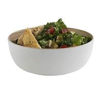 APS "Frida, quasi infrangibile, ciotola rotonda in melamina, Ø 21,5 cm x H: 7,5 cm, insalatiera, ciotola per cereali, interno effetto legno, esterno bianco, lavabile in lavastoviglie