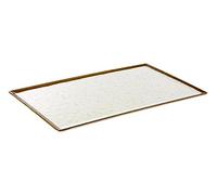 APS GN 1/1 vassoio - Stone Art in melamina 53 x 32,5 x 1,5 cm, dimensioni interne: parete, bianco, bordo: Marrone