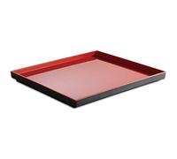 APS GN 1/4 vassoio - Asia Plus in melamina 26,5 x 16,2 x 3 cm, dimensioni interne: Rosso, lucido, esterno: Nero, Opaco