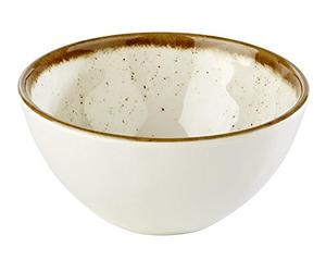 APS guscio - Stone Art in melamina, Ø 12 cm, altezza: 6 cm, 0,3 litri, interno: parete, bianco, bordo: Marrone