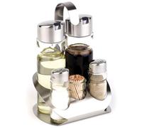 APS Menage - PRO, 5 Pezzi, ca. 13 x 11 cm, Altezza 19 cm, in Acciaio Inox opacizzato, per Sale Pepe e aceto