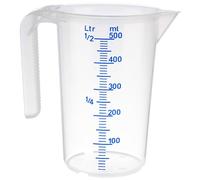 APS Misurino 0,5 litri, diametro 9 x altezza 14 cm, bicchiere in plastica con scala esterna in rilievo, manico aperto, graduazione L/ml, lavabile in lavastoviglie