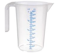 APS Misurino da 1 litro, diametro 12 x altezza 16,5 cm, bicchiere in plastica con scala di misurazione in rilievo all'esterno, manico chiuso, divisione L/ml, lavabile in lavastoviglie