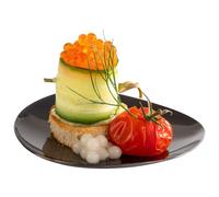 APS PEBBLES 40795 - Set di 4 piatti in acciaio INOX rivestito in PVD, 9 x 9 cm, altezza 1 cm, effetto gunmetal