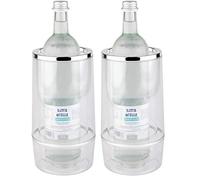 APS portabottiglie con Bordo Cromato, Trasparente, portabottiglie a Doppia Parete, 11,5 x 11,5 cm, Altezza 23 cm (Confezione da 2)