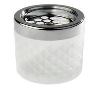 APS Posacenere a Vento, posacenere, in Metallo Cromato, Vetro Satinato, con Chiusura a baionetta, Ø 9,5 cm, Altezza 8 cm, Bianco