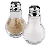 APS saliera e pepiera, set di 2, saliera e pepiera, saliera e pepiera in vetro con coperchio in acciaio inossidabile, 6 x 6 cm, altezza 10 cm
