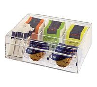 APS scatola per bustine da tè/portatutto circa 22 x 17 cm, altezza 8,5 cm Crystal acrilico 3 scomparti per bustine di tè avvolto e un Universal-vano coperchio ribaltabile