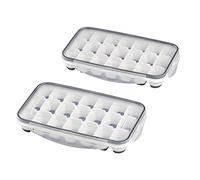 APS Set di 2 stampi per cubetti di ghiaccio con coperchio trasparente, per 21 cubetti di ghiaccio, dimensioni cubetti di ghiaccio: 4 x 2,5 x 3 cm