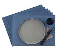 APS Set di 6 tovagliette in plastica, PVC, resistenti al calore, antiscivolo, lavabili, impermeabili, lavabili, azzurro