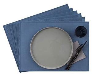 APS Set di 6 tovagliette in plastica, PVC, resistenti al calore, antiscivolo, lavabili, impermeabili, lavabili, azzurro