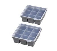APS Stampo per cubetti di ghiaccio con coperchio trasparente, per 9 cubetti di ghiaccio, dimensioni cubo: 4 x 4 x 4 cm, in silicone
