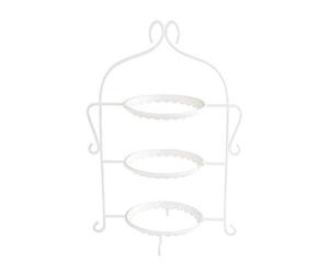 APS Supporto "Romantic", senza piatto, per 3 piatti fino a max. Ø 17,5 cm, altezza 22,5 x 16,0 x 32,0 cm, bianco