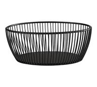 APS "SVART" cestino ovale in rete metallica, L: 20 cm, L: 15 cm x H: 8 cm, cestino per pane, cestino per frutta, cestino per verdura, impilabile, nero, lavabile in lavastoviglie