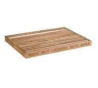 APS Bread Cutting Board "Letter" - Tagliere in legno di alta qualità con vassoio raccoglibriciole rimovibile su 4 piedi antiscivolo - iscrizione internazionale su due lati