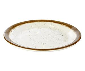 APS Teller - Stone Art in melamina, Ø 19 cm, altezza: 2 cm, interno: parete, bianco, bordo: Marrone