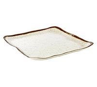 APS Teller - Stone Art in melamina, 33 x 32,5 x 3 cm, colore interno: parete, bianco, bordo: Marrone