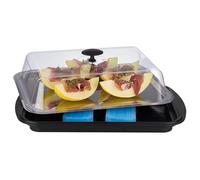 APS Thermo-Set 5 pezzi - Set di vassoi di alta qualità composto da una ciotola robusta, un vassoio in acciaio inossidabile, due batterie di raffreddamento e un cofano di freschezza, nero