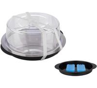 APS Thermo Tray Set, set composto da 1 vassoio robusto, 1 vassoio in acciaio inossidabile, 2 accumulatori di raffreddamento, 1 cofano di freschezza, Ø 35 cm, altezza 15 cm, nero