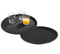 APS Tray Gastro Set di 2, vassoi da Portata Neri, vassoi in PRFV con Superficie Antiscivolo, Ø 27,5 x Altezza 2 cm, Nero